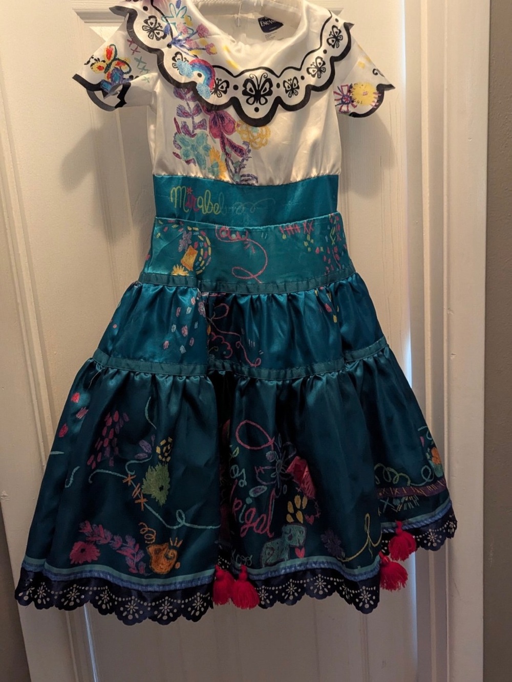 Disney Maribel Teal Floral Tiered Skirt Dress with costume/dress up